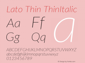 Lato Thin Italic Version 2.015; 2015-08-06; h Font Sample