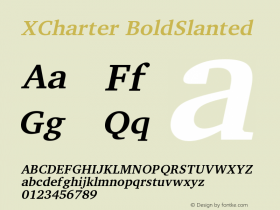 XCharter Bold Slanted Version 1.0 Font Sample