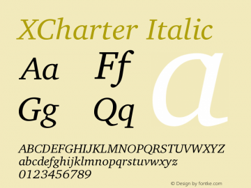 XCharter Italic Version 1.0 Font Sample