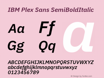 IBM Plex Sans SemiBold Italic Version 3.0 Font Sample