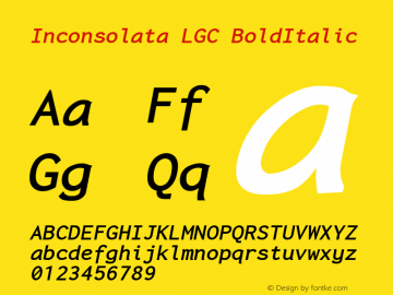 Inconsolata LGC Bold Italic Version 1.3 Font Sample