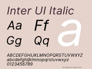 Inter UI Italic Version 2.3 Font Sample