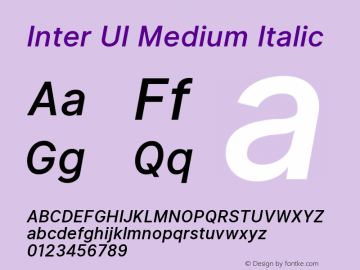 Inter UI Medium Italic Version 2.3 Font Sample