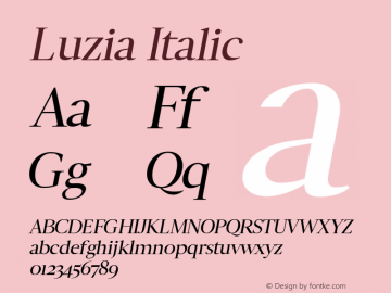 Luzia Regular Italic Version 1.000;PS 001.000;hotconv 1.0.88;makeotf.lib2.5.64775 Font Sample