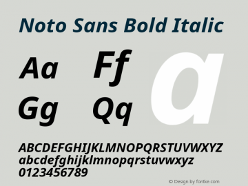 Noto Sans Bold Italic Version 2.000 Font Sample
