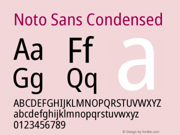 Noto Sans Condensed Version 2.000 Font Sample