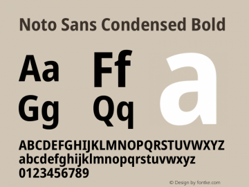 Noto Sans Condensed Bold Version 2.000 Font Sample