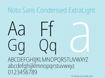 Noto Sans Condensed ExtraLight Version 2.000 Font Sample