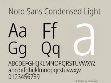 Noto Sans Condensed Light Version 2.000 Font Sample