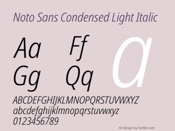 Noto Sans Condensed Light Italic Version 2.000图片样张