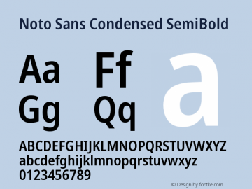 Noto Sans Condensed SemiBold Version 2.000 Font Sample