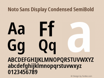 Noto Sans Display Condensed SemiBold Version 2.000 Font Sample