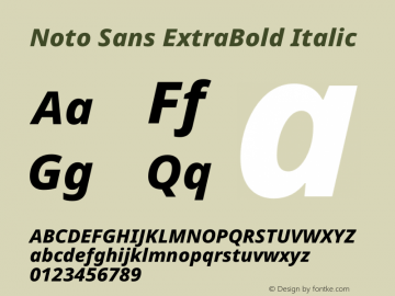 Noto Sans ExtraBold Italic Version 2.000 Font Sample