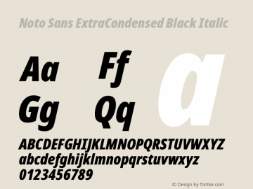 Noto Sans ExtraCondensed Black Italic Version 2.000 Font Sample