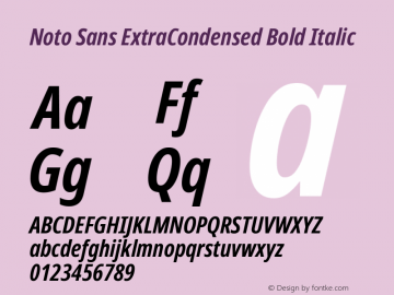 Noto Sans ExtraCondensed Bold Italic Version 2.000 Font Sample