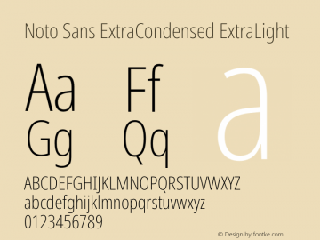 Noto Sans ExtraCondensed ExtraLight Version 2.000 Font Sample