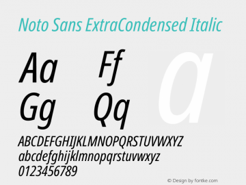 Noto Sans ExtraCondensed Italic Version 2.000 Font Sample