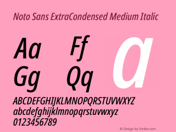 Noto Sans ExtraCondensed Medium Italic Version 2.000 Font Sample