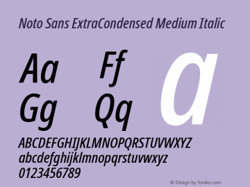 Noto Sans ExtraCondensed Medium Italic Version 2.000 Font Sample