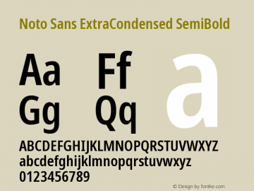 Noto Sans ExtraCondensed SemiBold Version 2.000 Font Sample