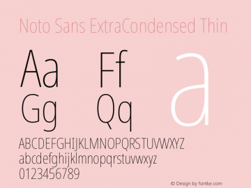 Noto Sans ExtraCondensed Thin Version 2.000 Font Sample
