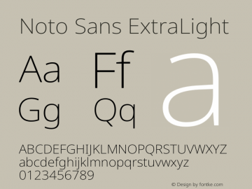 Noto Sans ExtraLight Version 2.000 Font Sample