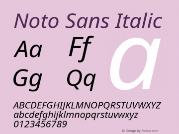 Noto Sans Italic Version 2.000 Font Sample