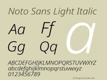 Noto Sans Light Italic Version 2.000图片样张