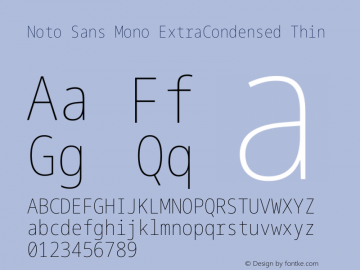 Noto Sans Mono ExtraCondensed Thin Version 2.000图片样张