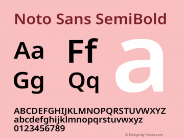 Noto Sans SemiBold Version 2.000 Font Sample