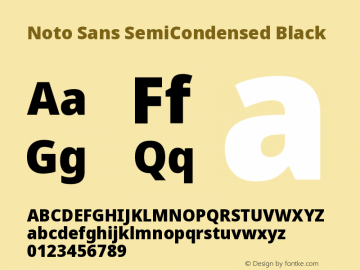 Noto Sans SemiCondensed Black Version 2.000 Font Sample