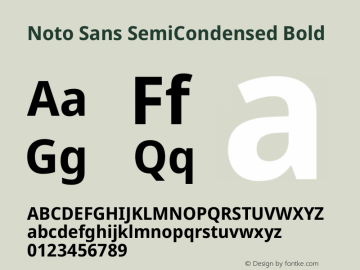 Noto Sans SemiCondensed Bold Version 2.000 Font Sample