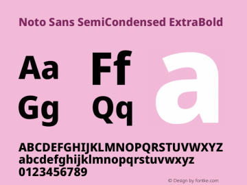 Noto Sans SemiCondensed ExtraBold Version 2.000 Font Sample