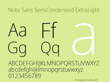 Noto Sans SemiCondensed ExtraLight Version 2.000 Font Sample