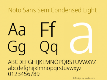 Noto Sans SemiCondensed Light Version 2.000 Font Sample