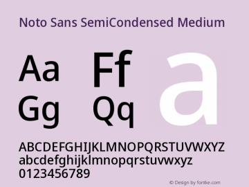 Noto Sans SemiCondensed Medium Version 2.000 Font Sample