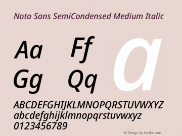 Noto Sans SemiCondensed Medium Italic Version 2.000 Font Sample