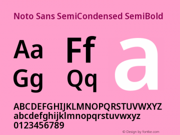 Noto Sans SemiCondensed SemiBold Version 2.000 Font Sample