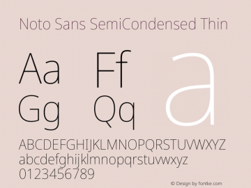 Noto Sans SemiCondensed Thin Version 2.000 Font Sample