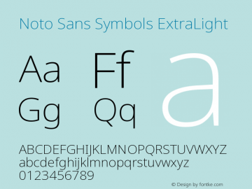 Noto Sans Symbols ExtraLight Version 2.000 Font Sample