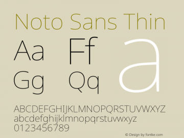 Noto Sans Thin Version 2.000 Font Sample