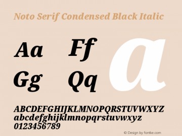 Noto Serif Condensed Black Italic Version 2.000 Font Sample