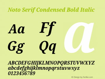 Noto Serif Condensed Bold Italic Version 2.000图片样张