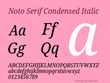 Noto Serif Condensed Italic Version 2.000图片样张