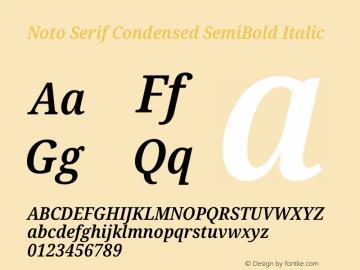 Noto Serif Condensed SemiBold Italic Version 2.000图片样张