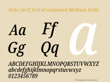 Noto Serif ExtraCondensed Medium Italic Version 2.000图片样张