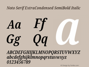 Noto Serif ExtraCondensed SemiBold Italic Version 2.000图片样张