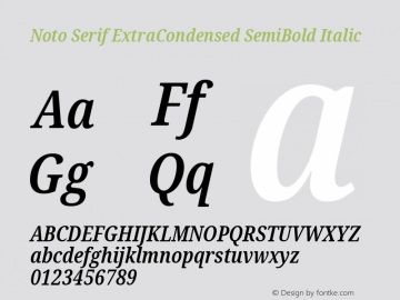 Noto Serif ExtraCondensed SemiBold Italic Version 2.000图片样张