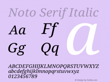 Noto Serif Italic Version 2.000 Font Sample