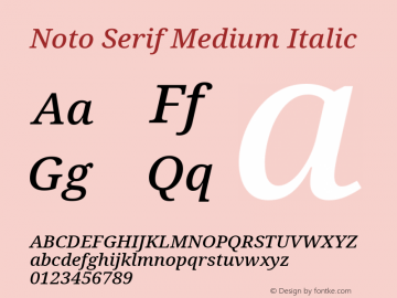 Noto Serif Medium Italic Version 2.000 Font Sample
